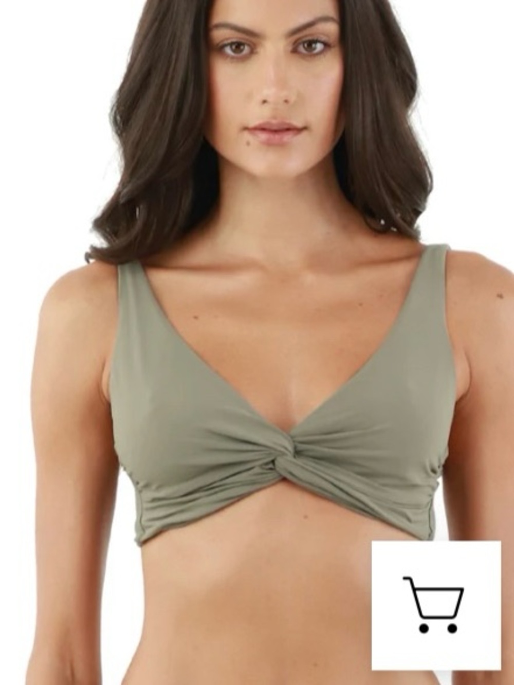 NWT - Malai Olive Green Twist-Front Women's Bikini Top | Size M